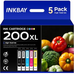 Remanufactured Ink Cartridges Replacement for 200XL 200 Ink High Capacity Combo 5 Pack T200 T200XL to use with XP-200 XP-300 XP-310 XP-400 XP-410 WF-2520 WF-2530 WF-2540 Printer Black Magenta Yellow