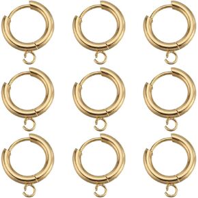 SUNNYCLUE 1 Box 12Pcs Real 24K Gold Plated Earring Hooks French Leverback Earring Hooks Fish Hook Earwires Stainless Steel Round Lever Backs Earrings Hooks Findings for Jewelry Making Supplies Women