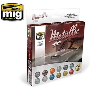 AMMO MIG-7175 Metallic Colors Acrylic Paint Set, Multicolour
