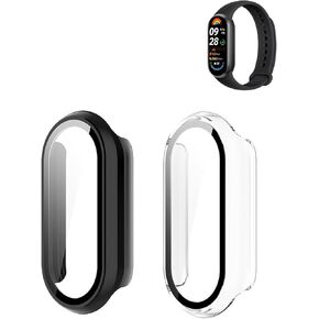 (2 Pack) Case for Xiaomi Smart Band 9 Global Version (2024) 1.62" Amoled Display, Hard PC Screen Protector,9H Tempered Glass Ultra-Thin Full-Coverage Shockproof Bumper,Transparent&Blue. in Kuwait