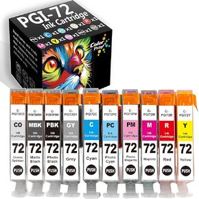 EP استبدال خرطوشة الحبر المتوافقة مع Canon PGI72 ، PBK ، MBK ، C ، M ، Y ، PM ، PM ، R ، GY ، CO ، 10 Pack