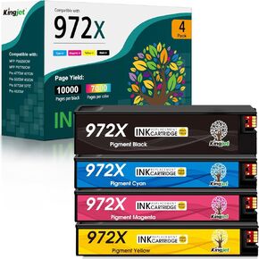 خراطيش حبر Kingjet 972X استبدال خراطيش حبر HP 972X 972A متوافق مع HP Pagewide Pro MFP 477DW حبر العمل مع Pagewide Pro 577DW 552DW 477DW 477DN 377DW 452DN 577Z PRINERS ، 4
