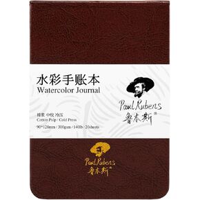 Paul Rubens Watercolor Journal, 100% Cotton Acid-Free Cold Press Watercolor Sketchbook 7.24 * 5.12 Inches, 140lb/300gsm,20 Sheets for Watercolors, Gouache, Acrylics