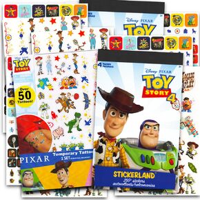تتضمن حزمة لعبة Toy Story Party Pack ~ أكثر من 595 ملصقًا لقصة الألعاب و 50 وشمًا (مستلزمات الحفلات)
