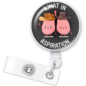 ERHACHAIJIA What in Aspiration Retractable Badge Holder with Alligator Clip for Nurses Doctors Respiratory Therapist Therapy RT Infectious Diseases, Funny Cartoon Lungs ID Card Badge Reel Gift