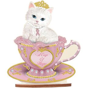 Jishshay Diamond Painting Tabletop Decoration Diy Cat Cup Cup Diamond Art Desk Ornament with acrylic plate special crystal desktop rotep kits kits for ader the phoile craft made
