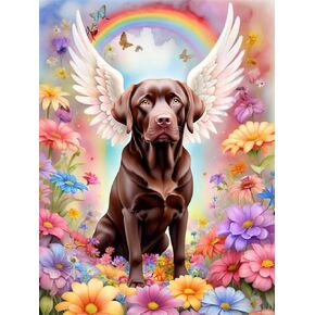 PuageMti ملونة Animal Angels 5D مجموعات الطلاء الماس للبالغين المبتدئين ، DIY شوكولاتة مختبر الطلاء مع صور الماس ، ملائكة نقاط الماس لهدايا ديكور المنزل لعشاق الحرفية 12x16 بوصة