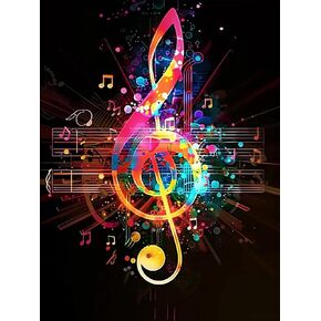YEEIFFD Music Diamond Painting Kits for Adults, Musical Note Diamond Painting Art Kit for Adult, DIY Full Drill Gem Art with Diamonds for Home Wall Decor Gifts 12x16 Inch