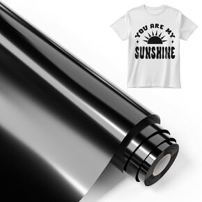 Black HTV Vinyl Rolls Heat Transfer Vinyl-12" × 35FT Iron on Vinyl for T Shirts, Compatible with Cricut & Cameo, Easy to Cut & Weed