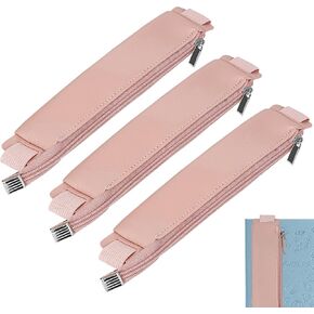 Adjustable Elastic Band Pen Holder, Leather Adjustable Pen Holder for Journals, Detachable PU Leather Pen Sleeve Pouch, for Journals, Notebooks, Books, Rigid, Tablet Covers(3Pcs Pink)