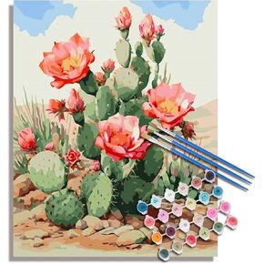 Paint by Numbers Kit for Adults Beginner, Abstract Landscape Acrylic Adult Paint by Number Kits on Canvas, Vintage Pink Car Watercolor Paint by Number for Adults, Perfect for Home Decor Gift 16"x20"