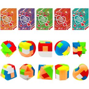 30PCS Valentines Gifts for Kids, 10 Styles Brain Teaser Puzzles Keychain Toys with Valentines Gift Cards for Boys Girl School Classroom Exchange Prize, Fun Valentines Party Favors Toys