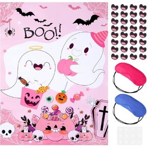 Halloween Party Games Pin the Mouth on the Ghost Pink Halloween Decorations Game for Activities Party Supplies Classroom