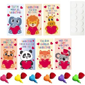 30 Pack Valentines بطاقات للأطفال الذين يعانون من طقم تمييز على شكل قلب للأطفال ، وبطاقات الترحيب لهدايا تبادل الفصول الدراسية المدرسية ، وفنون عيد الحب السعيد ، اللوازم
