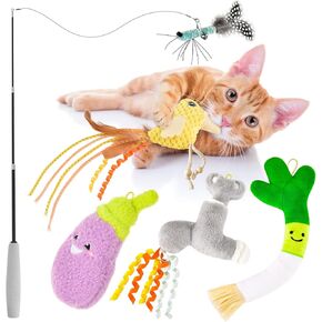 ORSDA Cat Toys, Cat Wand Toy for Indoor Cats, Interative Cat Toy to Chase & Exercise, Teaser Bird Toy for Cats with 5 Replacement Kitten Toys for All Breeds