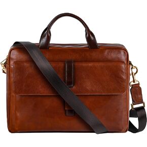 Time Resistance Leather Briefcase - Italian Handmade Leather Laptop Bag - Handbag for Men and Women