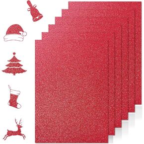 yinuoyoujia red glitter cardstock ، 20 ورقة ورقة بريق متميزة للحرف اليدوية ، 8.5 "× 11" بطاقات ثقيلة 250GSM لاعبي الكريك ، الحرف اليدوية ، لفائف الهدايا ، عيد الميلاد ، عيد الميلاد