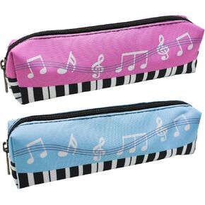 Maydahui 2 PCS Music Thief Pencil CASE كبيرة السعة القماشية الرمز موسيقى الرمز النمط النمط القلم حقيبة تخزين حقيبة التخزين منظم قرطاسية حقيبة تجميلية للنساء للطلاب سفر الطالب