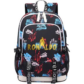 Soccer Player 7 Multifunction Sport Backpack Travel Laptop Football Fans Bag for Men Women (Blue lines - 2)