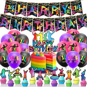 Trampoline Jump Party Decorations - Birthday Party Supplies Includes Jump Birthday Banner, Cake Topper, Cupcake Toppers, Balloons