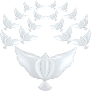16 Pieces 41.3 Inch Peace Dove Balloons White Memorial to Release in Sky Pigeon Bird Balloons Ceremonies Party Decorations for Wedding Funeral Birthday Engagement Party