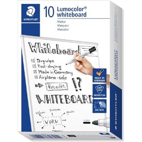 STAEDTLER 351-9 Lumocolor Whiteboard Marker Bullet Tip -Black (Box of 10)
