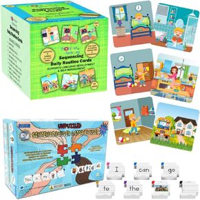 Thought-Spot Sequencing Daily Routine Cards for Speech Social Cognitive and Emotional Development and Sentence and Story Building 2 in 1 Game