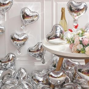 Civaner 50 Pcs 10 Inch Valentine‘s Day Heart Balloons Heart Shaped Foil Balloons for Valentine‘s Day Decoration Special Night Love Propose Marriage Engagement Anniversary Party(Pink)