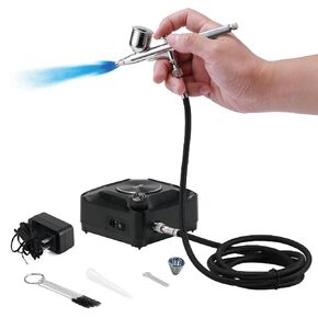 Orcair Air Brush Kit with Compressor,40PSI High Pressure Compressor with Auto Stop,Dual Action Multi-Function Airbrush Compressor with Cleaning Kit for Painting,Craft Model,Nail Art,Makeup,Tattoo