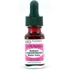 Dr. Ph. Martin's Radiant Concentrated Water Color (48D) Watercolor Bottle, 0.5 oz, Fuchsia, 1 Bottle