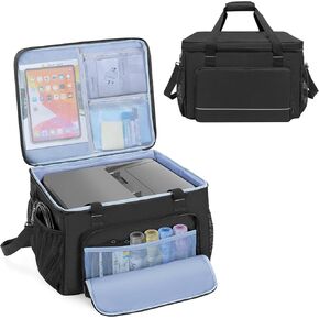 طابعة Yarwo Case Case متوافقة مع HP OfficeJet Pro/Deskjet/Smart-Tank ، حقيبة تخزين طابعة مكتبية مبطن مع لوحة أساسية ومقسمات للحبر والورق والمكاتب (حقيبة فقط)