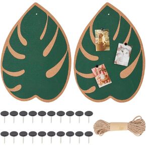 OLYCRAFT 2PCS MONSTERA LEAF CORK BULLETIN BULLETIN BULLETIN 16.5 X11.8 بوصة لوحات النشرة الفلين الزخرفية لوحات دبوس لوحات معلقة مع حبل ودبوس للمكتب.