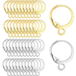 100 Pcs Earring Hooks for Jewelry Making Leverback Earring Hooks Earring Findings Leverback Earwire French Hook with Open Loop for Earring Designs Jewelry Findings