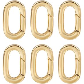 Sunnyclue 1 Box 6pcs REAL 18K GOLD PRIPER PRING RING CARABINER RING Jewelry Brass Keyring Lock Clasps Snap Hook Buckle Gate Clip للمجوهرات المصنعة لصنع أكياس سوار