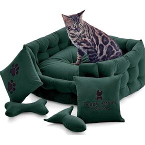 Luxury Cat Sofa with Removable Washable Cover - Premium Cat Beds for Indoor Cats, Fancy Dog Bed for Small Dogs - Non Slip Cat Couch Bed, Puppy Kitten Pet Sofa