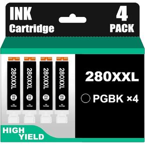 PGI-280XXL PGBK خراطيش الحبر الأسود ، بديل لـ Canon 280 281 خراطيش الحبر لاستخدامها مع Canon TR8520 TR8620 TS9120 TS6320 TS6220 TS6120 TS702 TS8120 TS8220 TS8320 TS8320 (4 PGBK)