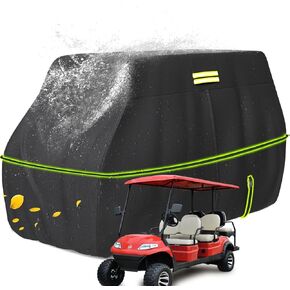 moveland 6 Passenger Heavy Duty Golf Cart Cover, 100% 600D Waterproof Golf Cart Storage Cover Universal Fits for Most 6 Passenger EZGO, Club Car, Yamaha Golf (Fits with Lift Kit)