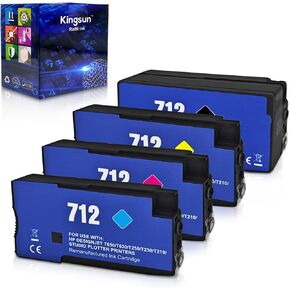712 Ink Cartridges Set 712XL Compatible with HP DesignJet T210 T230 T250 T630 T650 Studio Plotter Printers (4-Pack, Black, Cyan, Magenta, Yellow)