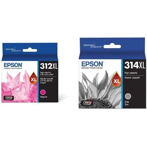 Epson 312 Claria Photo HD Ink High Capacity Magenta Cartridge (T312XL320-S) 314 Claria Photo HD Ink High Capacity Gray Cartridge (T314XL720-S)