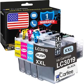 Cartlee 4 خراطيش حبر متوافقة استبدال لـ Brother LC3019 XXL Super High العائد لـ MFC-J5330DW MFC-J6530DW MFC-J6930DW MFC-J6730DW 3019XXL LC PRINTER (1 Black ، 1 Cyan ، 1 Magenta ، 1 Yellow)