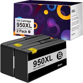 950 استبدال خراطيش حبر أسود معاد تصنيعها لـ HP 950 XL 950XL لاستخدامها مع Office Jet Pro 8610 ، 8600 ، 8620 ، 276dw ، 8630 ، 251dw ، 8100 ، 8615 ، 8625 ، 8640 ، 8660 ، 271dw ، 8110 Pack （2 pack）