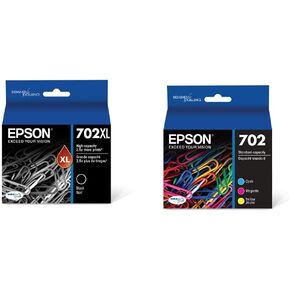 Epson T702XL120-S DURABrite Ultra Black High Capacity Cartridge Ink & T702520-S DURABrite Ultra Color Combo Pack Standard Capacity Cartridge Ink