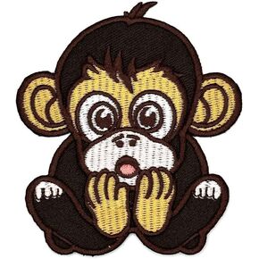 3.5"Monkey Iron On Patch - Embroidered Monkey Appliques Kids Children Iron On Sew On Applique Patches for Holes, Clothing, Dress, Jeans, Hat, Clothes - Zoo Iron On Patch