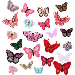 23 PCS Iron on Patches for Clothes, Butterfly Iron on Patches Multiple Shapes Embroidered Repair Patch Cute IronSew on Embroidereds Applique Decoration Sewing Patch for Jean, Bags, Jacket,Clothes DIY