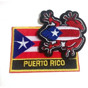 Puerto Rico Flag Patch و Coqui Combo-مجموعة من 2 تصحيحات من الحديد أو خياطة على التعبير الثقافي