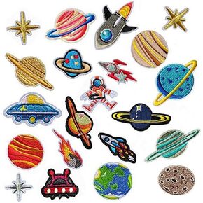 الحديد على البقع 21 PCS Solar System DIY Sew Sew Decoration ملصقات للملابس ، حقيبة الظهر ، قبعات ، إصلاح عصا الفتحة وما إلى ذلك