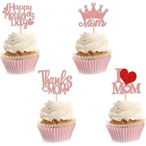36 PCS Happy Mother's Cupcake Topcake Topcake Rose Gold Decorations for Mother's Best Best Mom Momme Party Women Birthday Supplies Supplies