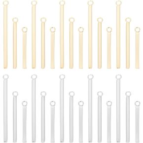 UniCraftale 36pcs 3 أحجام 2 ألوان الفولاذ المقاوم للصدأ من الفولاذ المقاوم للصدأ معلقات طويلة العمودي انخفاض مكعب متدفق المعادن المعادن المعادن لصنع المجوهرات