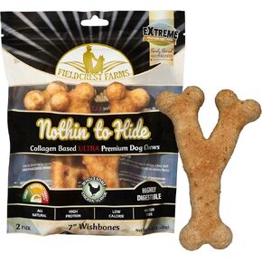 Fieldcrest Farms Nothin 'لإخفاء مضغ الكلاب المستندة إلى الكولاجين ، عظم الترقوة ، نكهة الدجاج ، premium فائقة ، للكلاب التي تزيد عن 50 رطلاً ، قابلة للهضم بسهولة ، تدعم الجلد ، المعطف ، المفاصل والعضلات ، 7 بوصات ، 2 قطعة