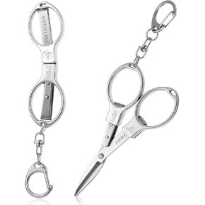 2 Pcs Folding Scissors Travel, Stainless Steel Foldable Scissors-Secure Portable Travel Scissors for Craft Camping Outdoors